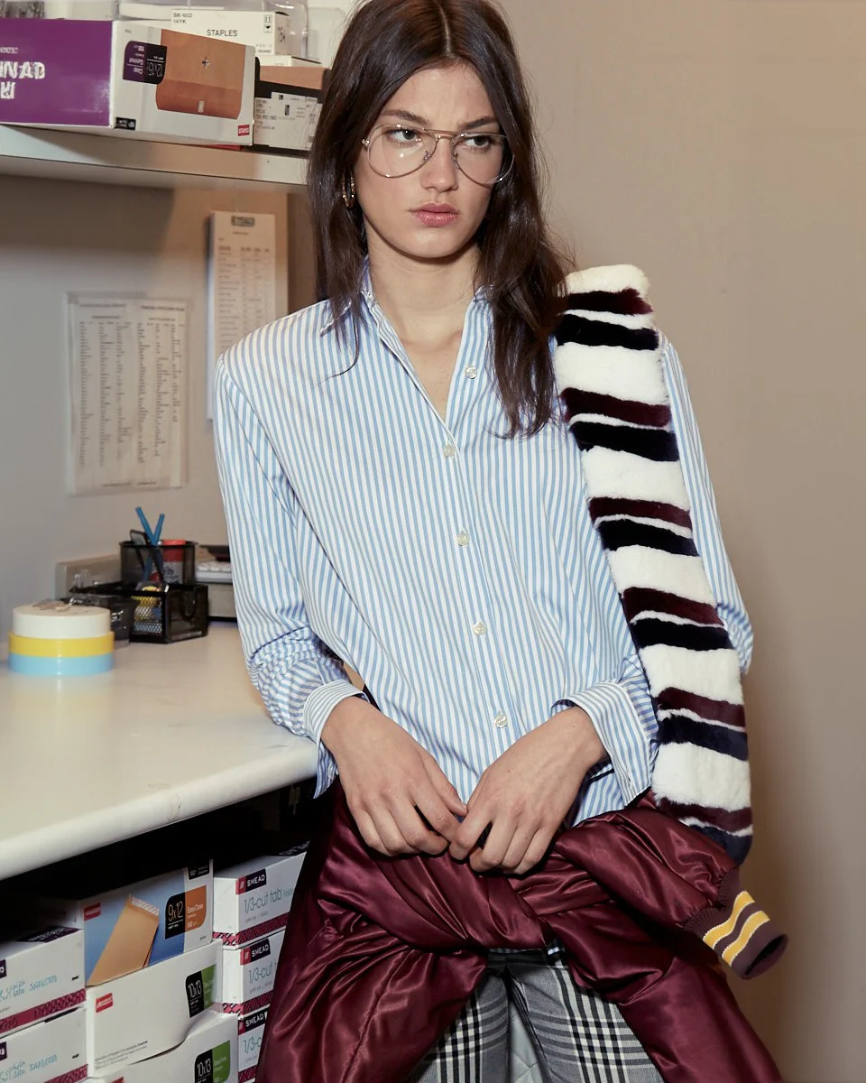 The Hutton Oversized Shirt - White/Sky - Image 7