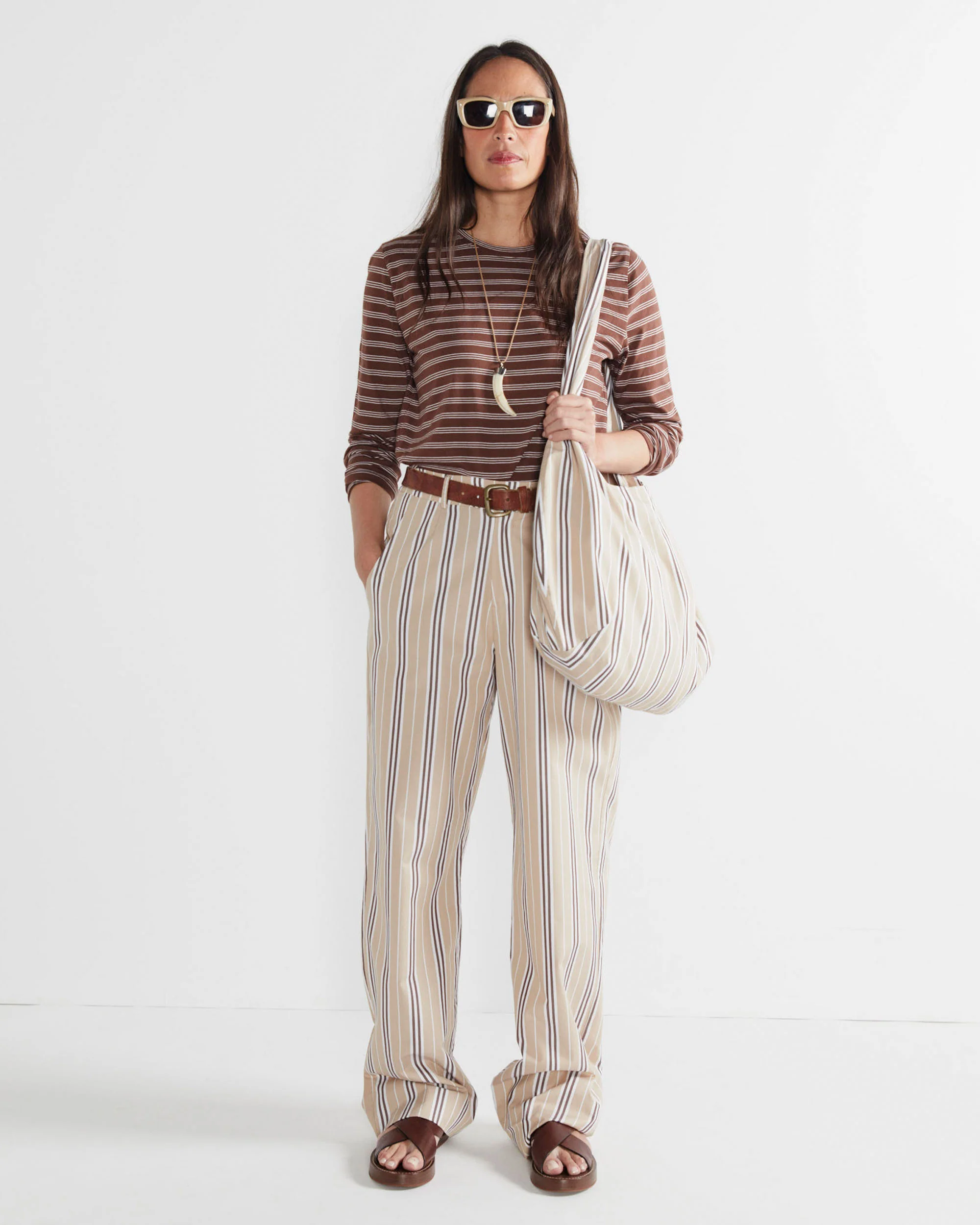 The Striped Modern Long - Brown/White Mixed Stripe - Image 3