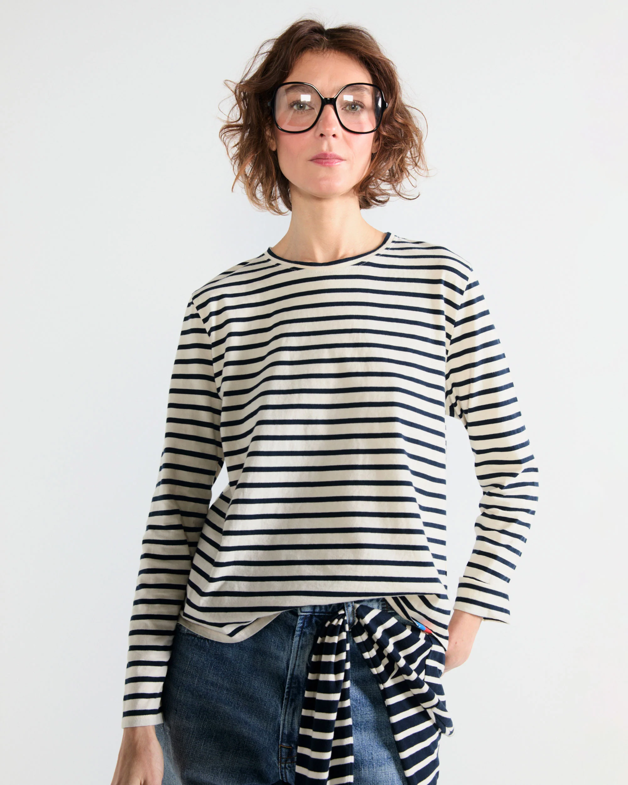 The Striped Modern Long - Cream/Navy - Image 4
