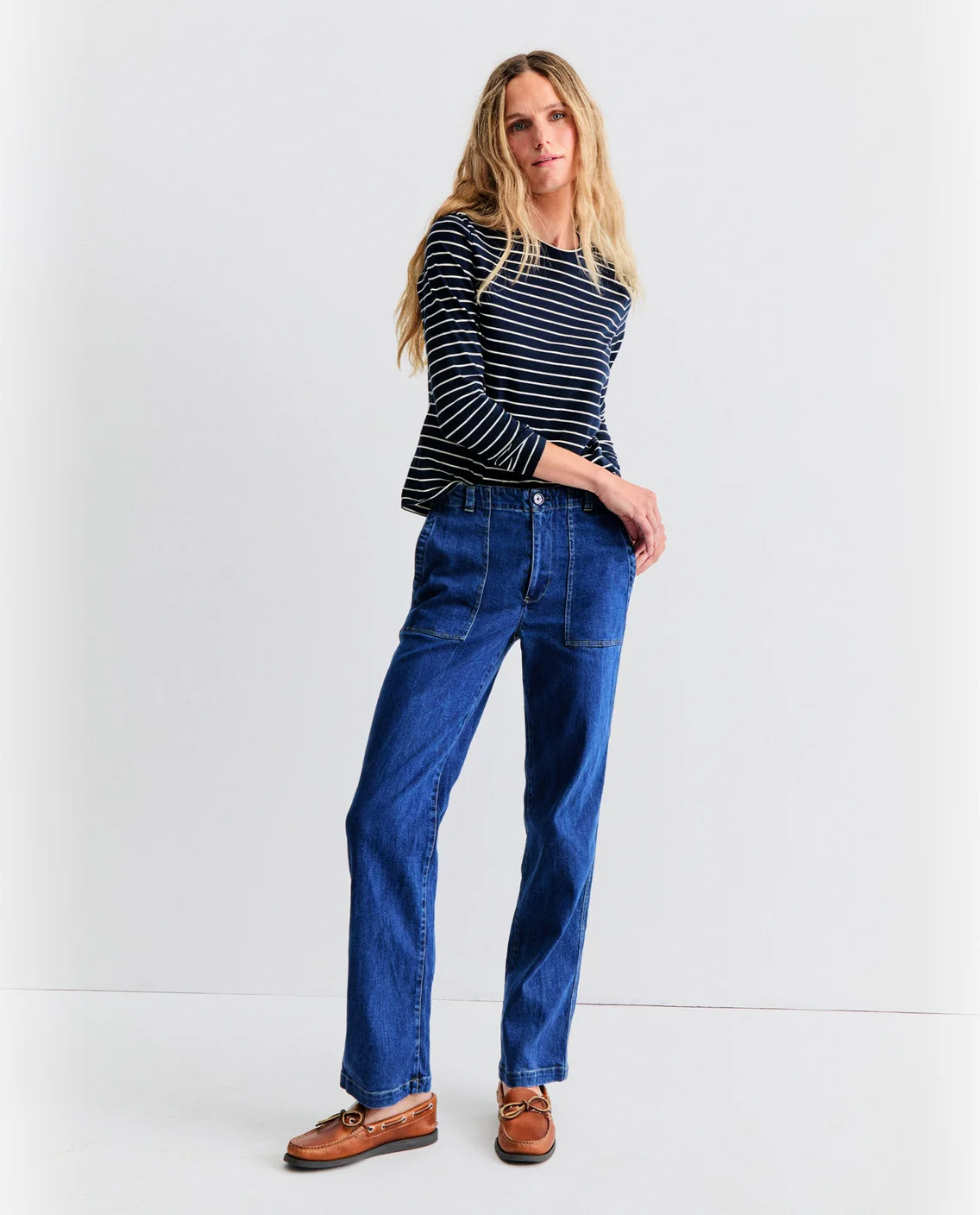 The Striped Modern Long - Navy/Cream Pinstripe - Image 2