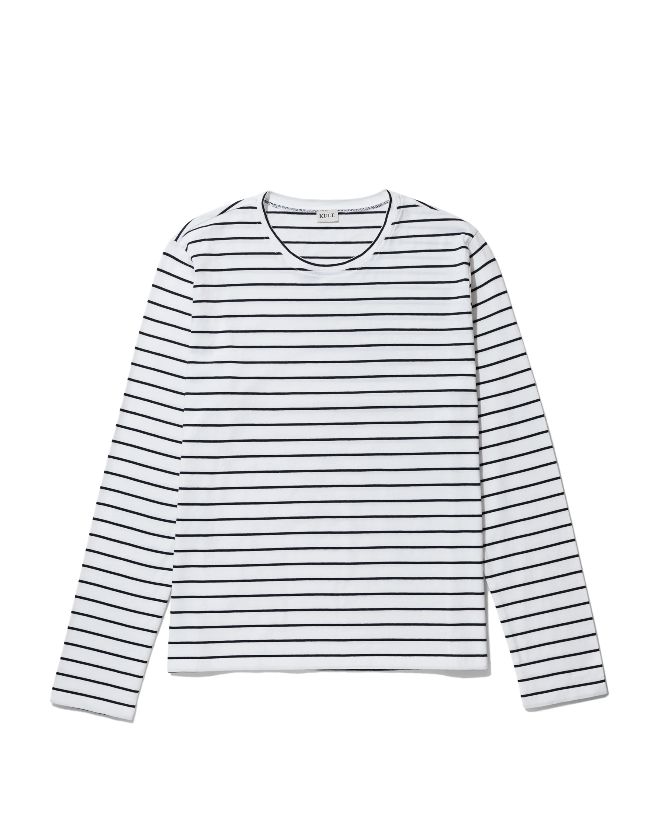 The Striped Modern Long - White/Navy Pinstripe