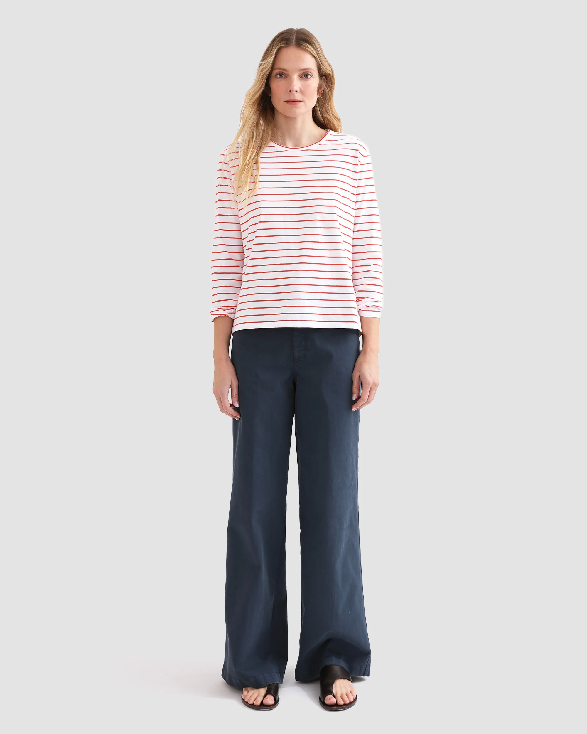 The Striped Modern Long - White/Poppy Pinstripe - Image 2