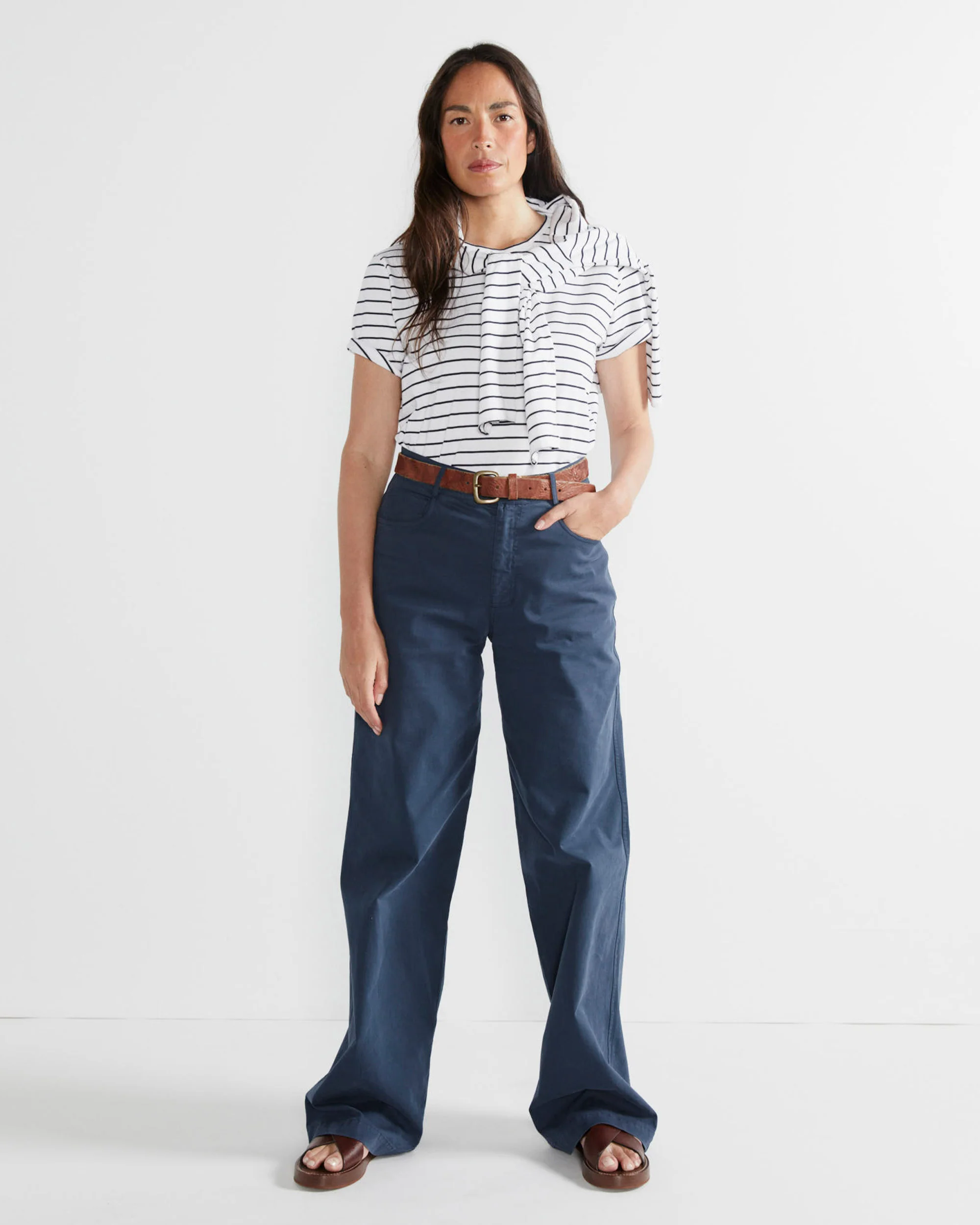 The Striped Modern - White/Navy Pinstripe - Image 2