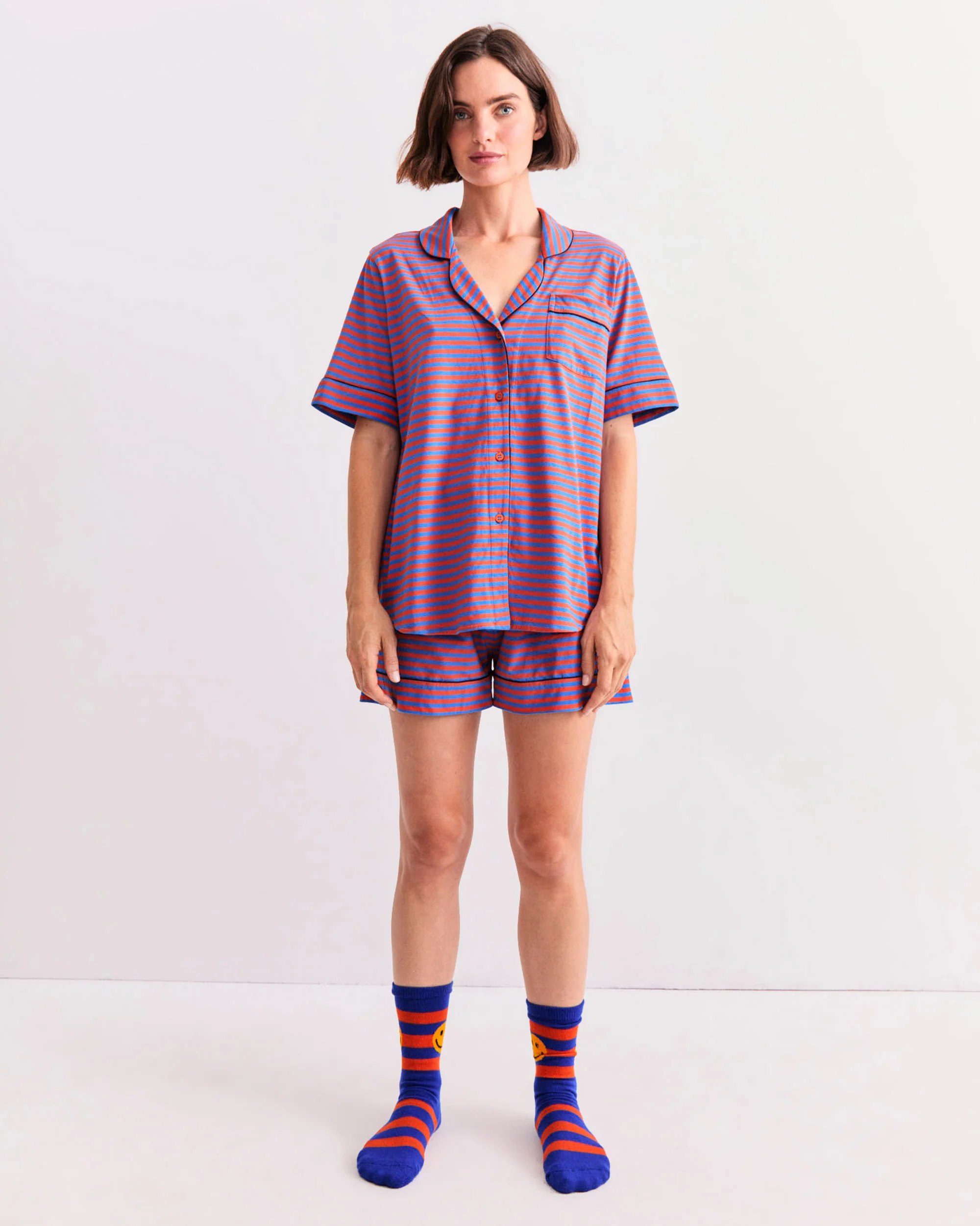 The Short PJ Set - Poppy/Royal - Image 2