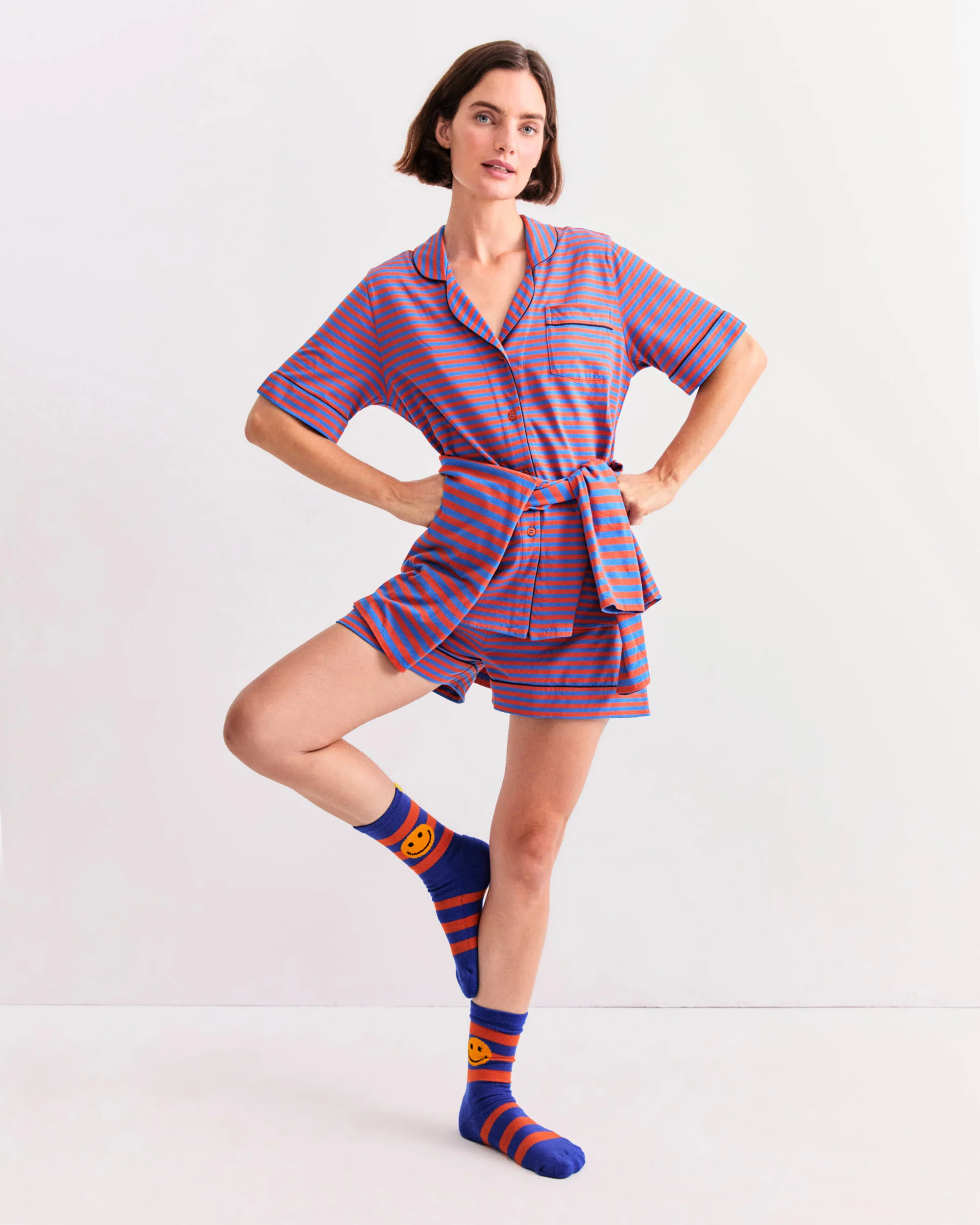 The Short PJ Set - Poppy/Royal - Image 3