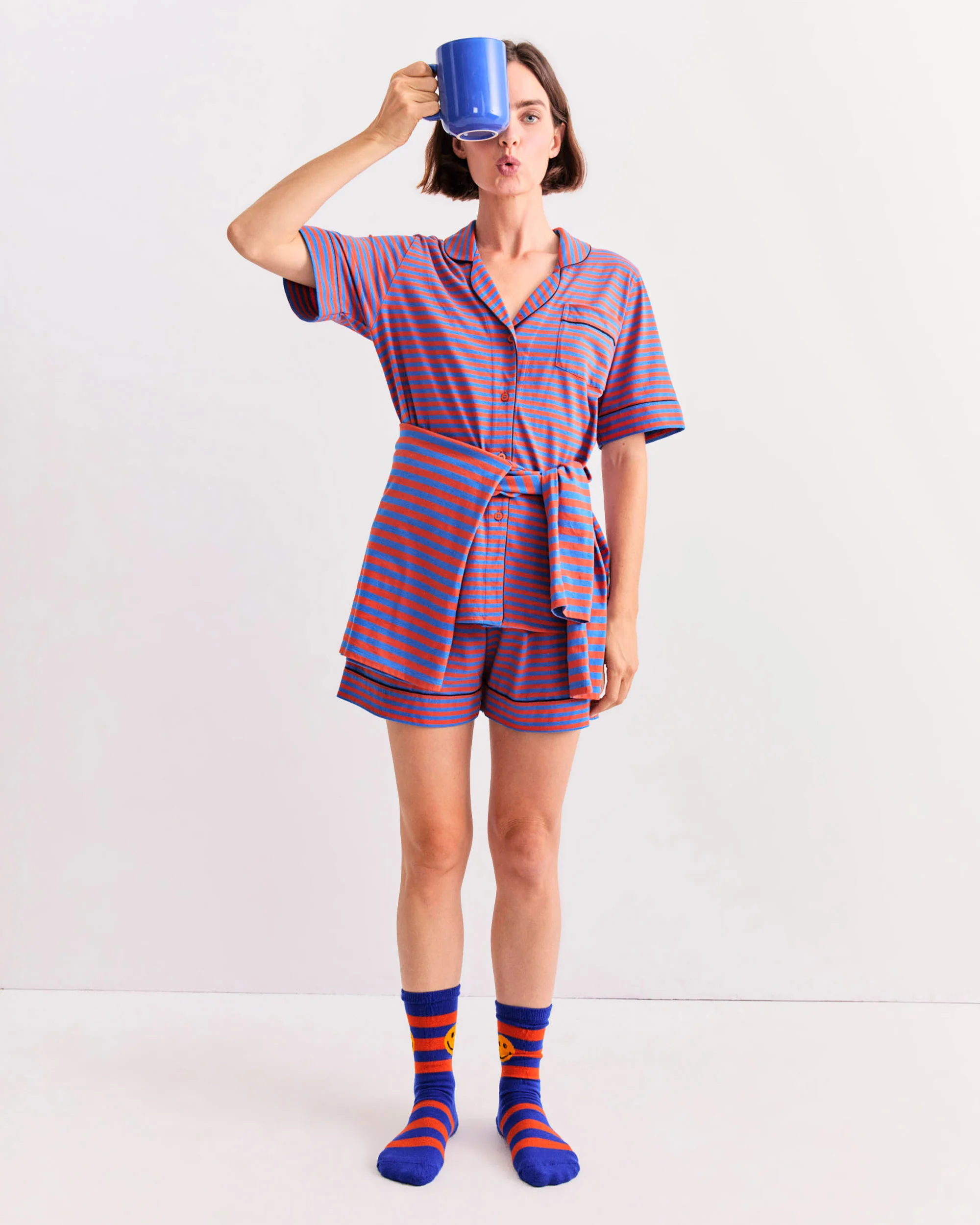 The Short PJ Set - Poppy/Royal - Image 4