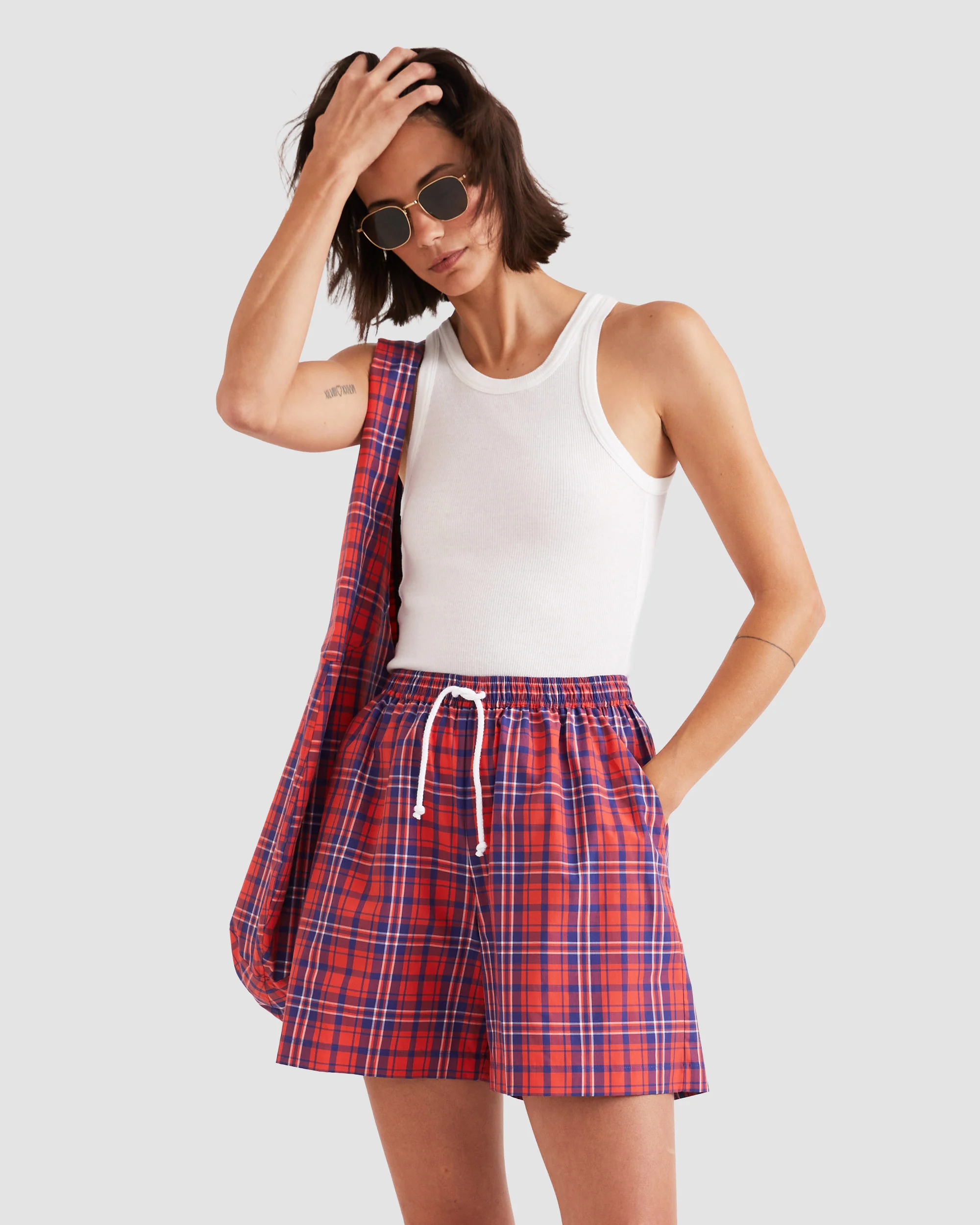 The Squid - Poppy/Navy Plaid - Image 4