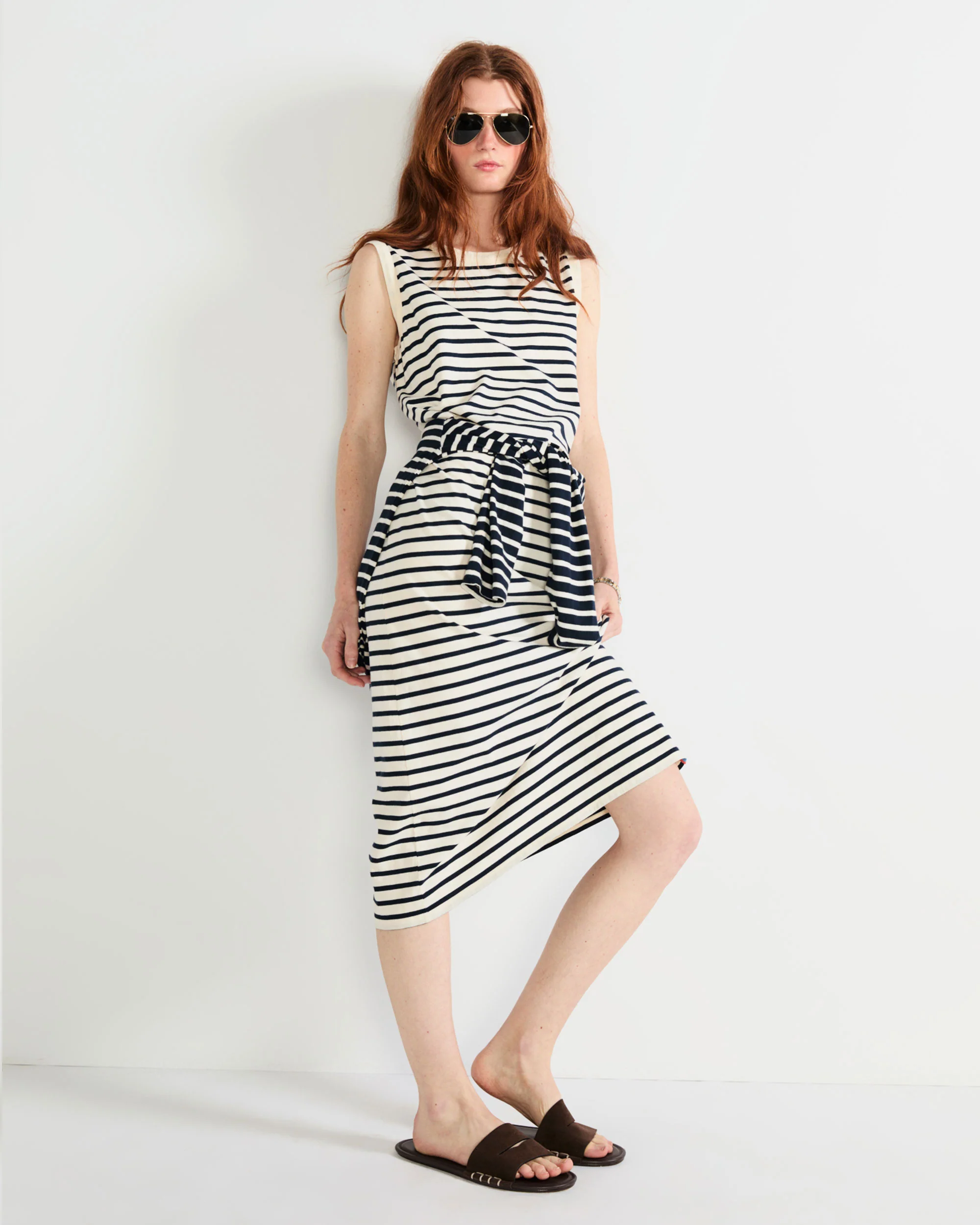 The Tank Dress - Cream/Navy - Image 3