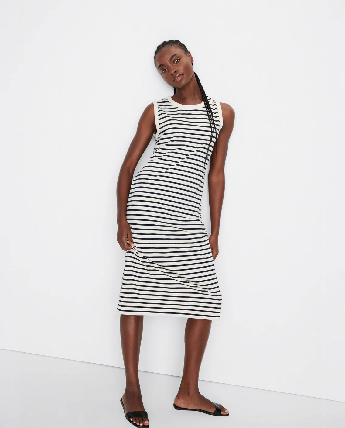 The Tank Dress - Cream/Navy - Image 4